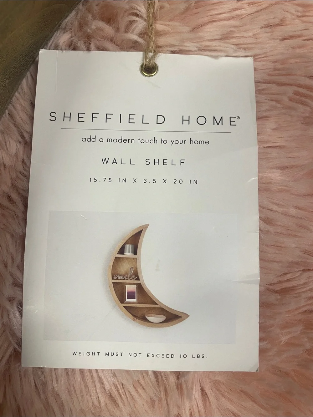 Sheffield Home Crescent Moon Wooden Shelf - Natural Gray Brown
